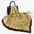 Elegant gold and black striped silk scarf, 90cm square scarf fashion luxury women head wear - D9158-Yellow