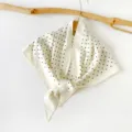 Elegant white silk scarf with black polka dots, chic triangle design for summer styling. - Polka Dot(SJJ020) / Beige