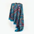 Fashion blue paisley silk scarf for women, 90cm square headwrap and stylish versatile shawl. - Blue