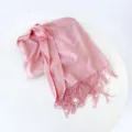 Sciarpa invernale calda rosa tinta unita con frange e scialle elegante per uso quotidiano. - Rosa