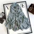 Solid color grey chiffon scarf, elegant long shawl for women, soft fashion hijab wrap. - Blue Gray