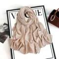 Solid color chiffon hijab scarf, lightweight long shawl wrap for women elegant daily wear. - Beige