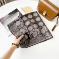 Vintage brown floral square scarf for women, elegant 70cm neckerchief and stylish hair accessory. - RZ7078 - Coffee