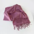 Morbida sciarpa invernale tinta unita con eleganti frange per donna caldo stile casual. - Rosa Pelle