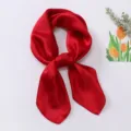 Foulard quadrato in satin rosso da donna elegante fazzoletto da collo fascia per capelli - Borgogna