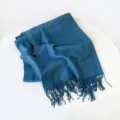 Sciarpa Invernale Blu con Frangie, Scialle Caldo Spesso Monocolore per Donna e Uomo, Vari. - Verde Pavone