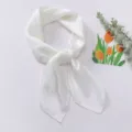 Foulard quadrato in seta raso bianca tinta unita donna elegante fascia capelli 70cm - Bianco Crema