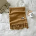 Camel Cashmere Feel Scarf Solid Color Fringe Warm Winter Shawl for Women Variant - 74.8*27.5inch / Camel