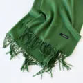 Sciarpa lunga invernale calda effetto cashmere tinta unita con dettagli di frange verde - Verde Smeraldo