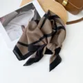 Chic brown black geometric printed square scarf, vintage silk touch head wrap for women. - RZ6518 - Coffee