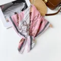 Chic pink chain print square silk scarf for women, elegant fashion neckerchief and hair band. - RZ6520 - Pink