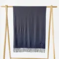 Sciarpa invernale blu scuro tinta unita effetto cashmere con frange eleganti morbida calda collo - Grigio Scuro