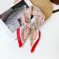 Retro colorful letter printed silk scarf 70cm square scarf stylish vintage women turban. - RZ6522 - Red