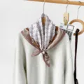 Retro chain letter print silk square scarf women luxury style 70cm elegant neckerchief - RZ6530 - Pink