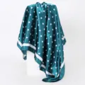 Green polka dot satin silk scarf 90cm square scarf elegant neckerchief shawl for women - D9350-Dark Green