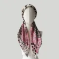 Damen Satin Leopardenmuster Kopftuch Turban stilvoller Sonnenschutz Haarbedeckung - Rosa