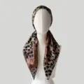Damen Leopardenmuster Satin Kopftuch Turban Mütze Haarbedeckung Stilvolles Accessoire - Dunkelbraun