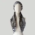 Damen Leopardenmuster Satin Kopftuch Mütze, Modische Seidenähnliche Haarverpackung Hijab - Grau