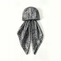 Stylish leopard print satin bonnet headscarf for women, perfect for sun protection and hair care. - Gray