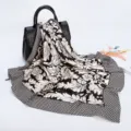Black White Silk Scarf 88cm Baroque Floral Square Scarf Elegant Women Fashion Neckerchief - D9205-Honeycomb