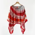 Women printed sun protection poncho cape stylish vintage scarf lightweight beach shawl 1pc - TL11028-Orange Strap