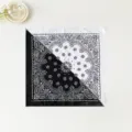 Schwarz-weißes Paisley-Bandana quadratisches Tuch, 100% Baumwolle Kopftuch für Outdoor-Sport. - Schwarz-Weiß