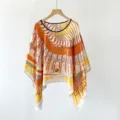 Mujer estampado pañuelo de seda chal solar boho jersey playa capa moda elegante - TS2406