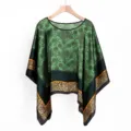 Grünes florales Pullover-Schal Detail, eleganter Vintage-Stil Sommer Strand-Umhang. - TS2404