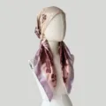 Satin butterfly floral head scarf summer sun protection wrap cap elegant women hair accessory - Butterfly Pink