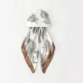 Satin floral print headscarf cap for women, elegant sun protection silk-like fashion scarf hat. - Peony Khaki