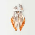 Women satin floral print headscarf cap imitation silk sunshade scarf orange white variant - Peony Yellow