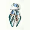Satin Blumen Print Kopftuch Mütze für Damen Sommer Sonnenschutz stilvoller elegant Kopfwickel - Blau