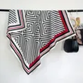 Square silk scarf 90cm black white geometric print luxury fashion elegant women neckerchief - RY-22
