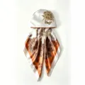 Satin floral print head scarf cap for women, elegant sun protection wrap for summer daily wear. - Butterfly Orange