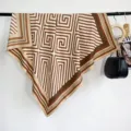 90cm large square scarf twill imitation silk printed design European style fashion accessory - RY-25