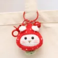 Handgemaakte gehaakte aardbei konijn pluche sleutelhanger schattige gebreide pop tas ornament - Met Hondekop Gesp