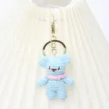 Handgehaakte blauwe beer sleutelhanger tasbedel gedetailleerd close-up uitzicht cute - Metalen Gesp Beer / Blauw
