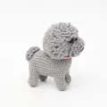 Handmade cute crochet gray poodle dog toy, fluffy yarn puppy keychain pendant detail. - Single Dog Piece / Gray