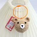 Handgemaakte gehaakte berenhoofd sleutelhanger schattige wol gebreide tas hanger - Berenkop met staaldraadsluiting