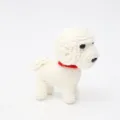 Handgemaakte gehaakte witte puppy pop detail, schattige pluche dierlijke sleutelhanger. - Enkel hondenstuk / crème