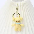 Handmade crochet yellow bear keychain, cute yarn plush bag charm and metal keyring accessory. - Metal Buckle Bear / Yellow