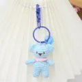 Handgemaakte gehaakte berensleutelhanger, schattige blauwe garen pop bedel voor tassen, accessoire. - Hondenkop Gesp Beer / Blauw