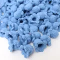 Handmade crochet lily of the valley flower heads, blue knitted mini yarn flowers for DIY craft. - Dark Blue