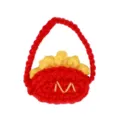 Handgemachte Häkel Pommes Mini Umhängetasche, süßes Plüschtier Puppen Accessoire Tasche. - Pommes-Frites-Umhängetasche / Rot Gelb