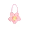 Handgemachte gehäkelte rosa Blume Puppe Umhängetasche süße Miniatur Wolltasche Zubehör - Puffblume Umhängetasche / Dunkelrosa