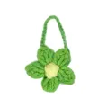 Handgemachte grüne Häkelblume Mini Umhängetasche süße Wollgarn Puppen Zubehör - Puffblume Umhängetasche / Knospen Grün