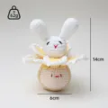 Handgemaakte gehaakte garen konijn pop pluche schattige bloem hanger cadeau voor stel 14cm. - Lotus konijn knoedel geel