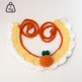 Handmade crochet pet bib with cute carrot charm, soft knitted yarn cat and dog collar. - Pet Orange Collars / Orange
