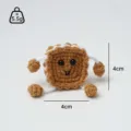 Handmade crochet biscuit doll plush pendant cute bag charm for gift 4cm toy items - Milk Tea Color Square Biscuit (Premium Mengsi Main Body)