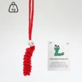 Handmade crochet worry worm pendant cute car hanging ornament desktop decoration gift 6g lightweight - Red